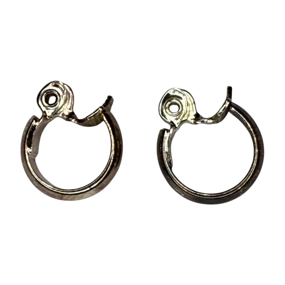 Vintage Silver-Tone Metal Hoop Ring Clip-on Earring Women's Fashion Jewelry - Picture 2 of 7